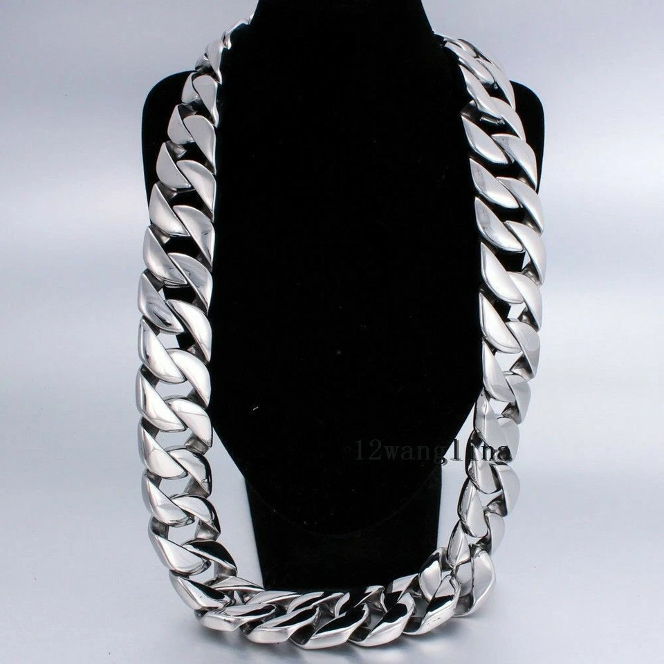 31 мм супер тяжелый обочины ссылка Мужская цепочка серебро 316L из нержавеющей стали ожерелье новый - Изображение 1 из 4