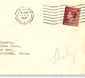 GB KEVIII Cover *WHS* PERFIN London i/d 1937 Essex Leigh-on-Sea {samwells}YW113 - Picture 1 of 12