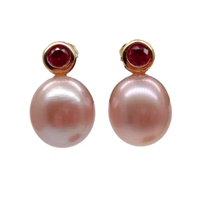 Aretes pavé de diamantes de imitación fucsia de perlas moradas cultivadas de agua dulce Foto 1 de 4