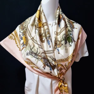 RARE VINTAGE HERMES Silk Scarf "La Promenade de Longchamps" Carre 90 - Picture 1 of 14
