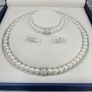 Juego de joyas de perlas sintéticas boho-chic de 4 piezas - collar, pendientes y pulsera - Imagen 1 de 3