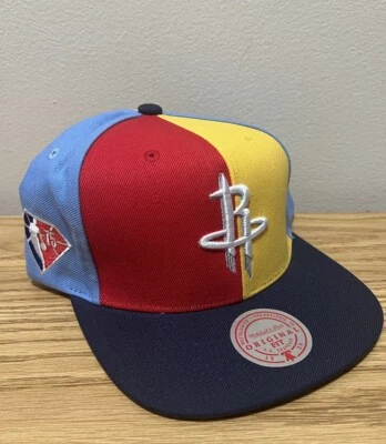Houston Rockets Mitchell & Ness Pinwheel Snapback Hat Cap NBA Team Era Blue 75th - Image 1 of 4