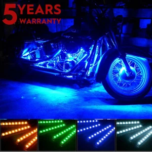 4PC Waterproof Motorcycle RGB LED Under Glow Light Strips Neon Kit For Honda US - Bild 1 von 13