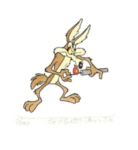 4 x WARNER BROS WILE E COYOTE HAND PAINTED LTD ED ETCHING NO 14/500 - Picture 1 of 4