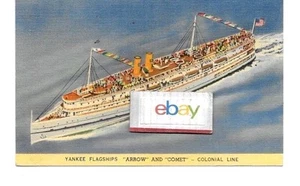 COLONIAL LINE S.S. ARROW & S.S.COMET 1940 NEW YORK-PROVIDENCE-BOSTON POSTKARTE - Bild 1 von 2