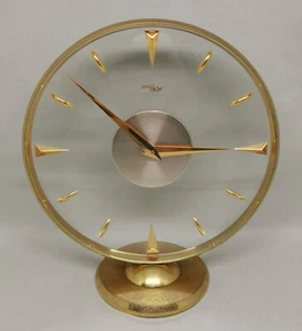 Vintage 1960er Imhof Messing Schweizer Manteluhr 8 Tage transparent Jahrhundertmitte Uhr - Bild 1 von 16