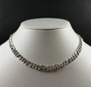 Schwere Doppelglieder Halskette Kette 925 Sterling Silber Muster und schlichte Glieder - Bild 1 von 6