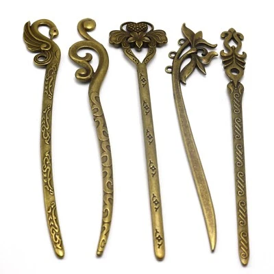 2Pcs Bronze Alloy Traditional Hair Sticks Chopsticks Chignon Pin Hairpin Women - Image 1 of 4