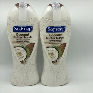 Softsoap Body Scrub Wash Lotto 2 Burro di Cocco Esfoliante Esfoliante Estratto di Jojoba 15 Oz - Foto 1 di 7