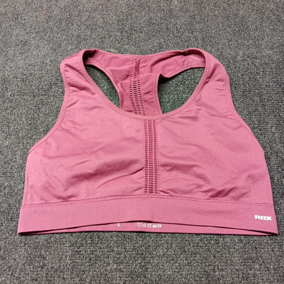 Sujetador deportivo RBX Reebok para mujer grande magenta espalda deportiva inalámbrico Foto 1 de 4