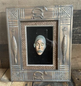 Afrikanischer Stil Stammesmaske Schattenkasten Kunst detailliert geschnitzter Rahmen Wandkunst - Bild 1 von 5