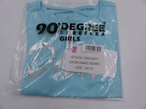 90 DEGREE BY REFLEX LIGHT BLUE DANCE SHIRT GIRLS 10/12 SSG16371 - Picture 1 of 2