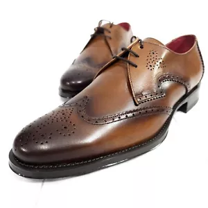 ️ Jeffrey West Muse 'Nico' Flügelspitze runde Zehenpartie hellbraun Brogue Derby Schuhe Größe UK 8 - Bild 1 von 12