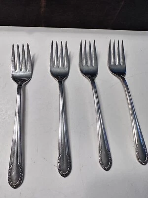 "4 tenedores de ensalada California Blossom Wm Rogers Mfg Co plato extra original 6""" Foto 1 de 4