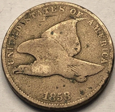 Genuine Circulated 1858 Flying Eagle PENNY CENT Copper Nickel Type Coin Scarce Cover