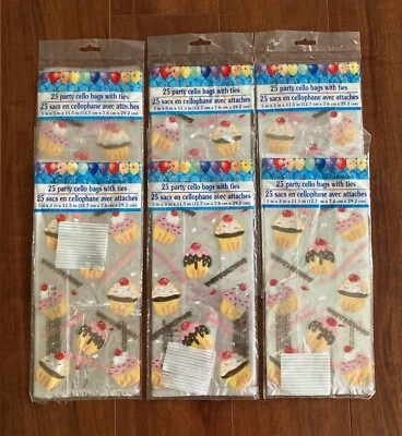 Bolsas para violonchelo de fiesta con corbatas feliz cumpleaños cupcakes 6 paquetes de 25 Foto 1 de 3