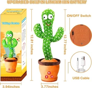 Storio Rechargeable Toys Talking Cactus Baby Toys for Kids Dancing Cactus Toys - Picture 1 of 8