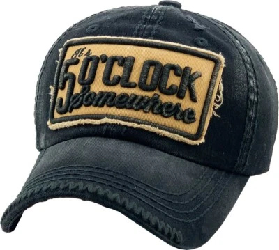 It's 5 o'clock Somewhere Adjustable Distressed Logo Baseball Hat by KB ETHOS - Image 1 of 3