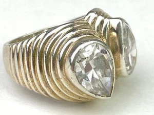 Sterling Silver 2-Stone Modernist Statement Ring - 10.4 grams / Size 6 - Picture 1 of 11