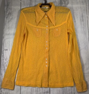 Blusa Miss Holly Goldenrod Talla 39 17.5x24 Años 70 Mod Go-Go Nylon De Colección Foto 1 de 4