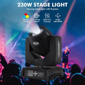 230W 7R Zoom Moving Head Beam Sharpy Light 8 Prism DMX DJ Stage Touch Screen - Picture 1 of 11