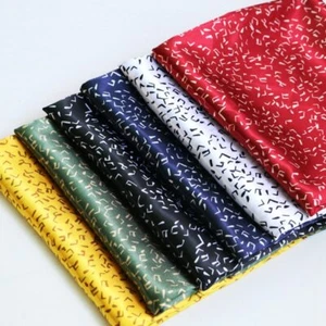 1Yard Lining Pajamas Robe Shirt Material Music Print Satin Charmeuse Fabric - Picture 1 of 12