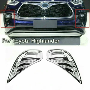 For Toyota Highlander 2020-2023 2024 2025 2026 Chrome Front Fog Light Cover Trim - Picture 1 of 11