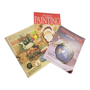 Lote de 3 folletos de pintura decorativa vintage Navidad arte popular casa núcleo - Imagen 1 de 12