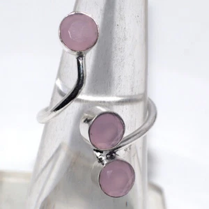 Pink Chalcedony 925 Silver Plated Gemstone Ring Us FreeSize Superb Jewelry MJ - Picture 1 of 3