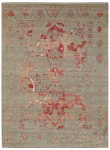 8'x10' Broken Heriz Design Wool & Bamboo Silk Hand Knotted Rug - Picture 1 of 4
