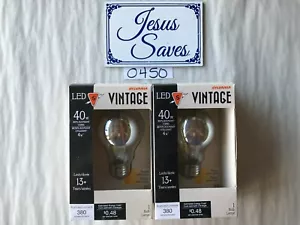 2- Sylvania 40W Amber Glow Led Vintage 77320 Light Bulbs A19 0450 - Picture 1 of 2