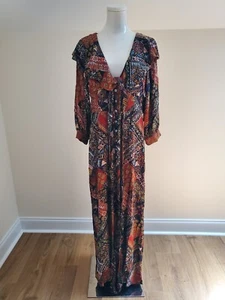 Free People Damen-Maxikleid Größe L schwarz Kombi Quilt Patchworkmuster neu mit Etikett - Bild 1 von 16