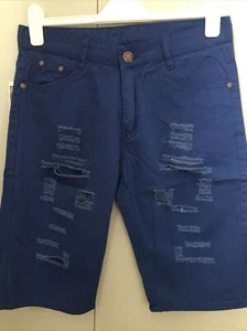 Damen-Shorts königsblau Denim Distressed gerissen Gr. L 32 Zoll Taille - Bild 1 von 3