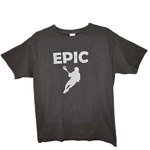 Epic Lacrosse Goalie T-Shirt Youth Size XL Gray Sports Graphic Tee Cotton Gildan - Picture 1 of 10
