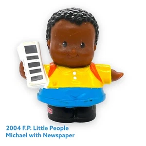 Little People Newspaper School Boy Michael African-American Fisher-Price 2004 - Picture 1 of 3