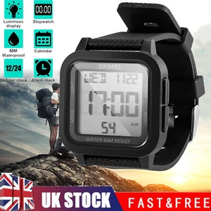 Referee Wrist Stopwatch Water Resistant LCD Digital Rubber Sport Date Luminous - Picture 1 of 13