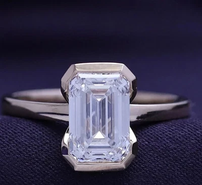 认证天然 1.8 克拉 VS1 GH 白色钻石纯 14K 白金单颗戒指 — 第 1/4 张图片