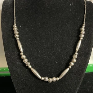 Antiguo Peón Plata Esterlina Collar Navajo 24" Sin Marca Cuentas Y Estación - Imagen 1 de 17