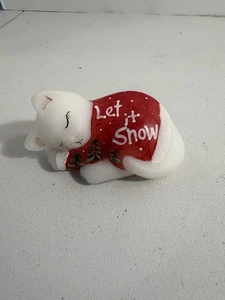 Fenton Opal Satin Glas schlafende Katze rot Pullover Let It Snow Frosty Friends NEUWERTIG - Bild 1 von 5