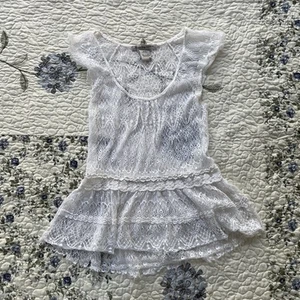 American Rag White Lace See Through Babydoll Top Small Boho Coachella Retro - Picture 1 of 6