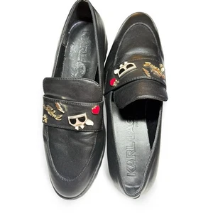 karl lagerfeld Paris Loafers Black Shoes Women’s Size 9 EUC - Picture 1 of 7