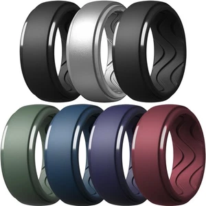 Anillos de boda de goma Egnaro para hombre de 10 mm de ancho de 2,5 mm de grosor con posada - Imagen 1 de 6