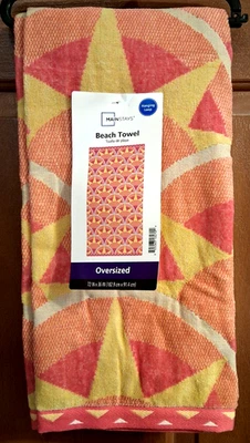 Toalla de playa o toalla de baño de gran tamaño Mainstays Aztec Sun 72 pulgadas x 36 pulgadas nueva con etiquetas Foto 1 de 3