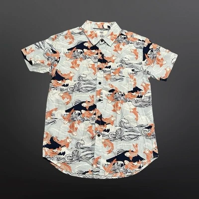 Eighty Eight Brand SS Button Up Aloha Shirt Koi Fish Hawaiian Men's Small NWOT - Image 1 of 4