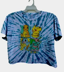 Pokémon Girls Crop T Shirt Size M Pickachu Tie Dye Short Sleeves Animals - Picture 1 of 8
