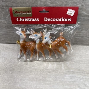 VTG Woolworth's Dep Store Reindeer w/ Bells Plastic Christmas (NOS) Sealed! - Picture 1 of 10