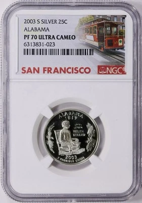 2003-S ALABAMA SILVER PROOF QUARTER PF70 NGC  FREE Shipping - Image 1 of 2