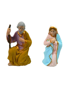 Madonna e San Giuseppe in Terracotta Cm 7 - Sacra Famiglia Pastori Presepe - Foto 1 di 2