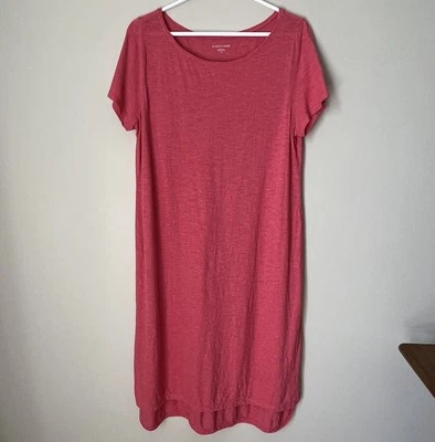 Vestido Camiseta Mujer Eileen Fisher Talla L Rosa Rojo Orgánico Cáñamo Informal Playa Piscina Foto 1 de 4