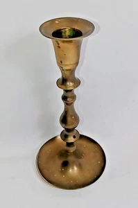 Vintage 7" Solid Brass Candle Stick Holder w/ Built in Wax Catcher Made in India - Picture 1 of 7